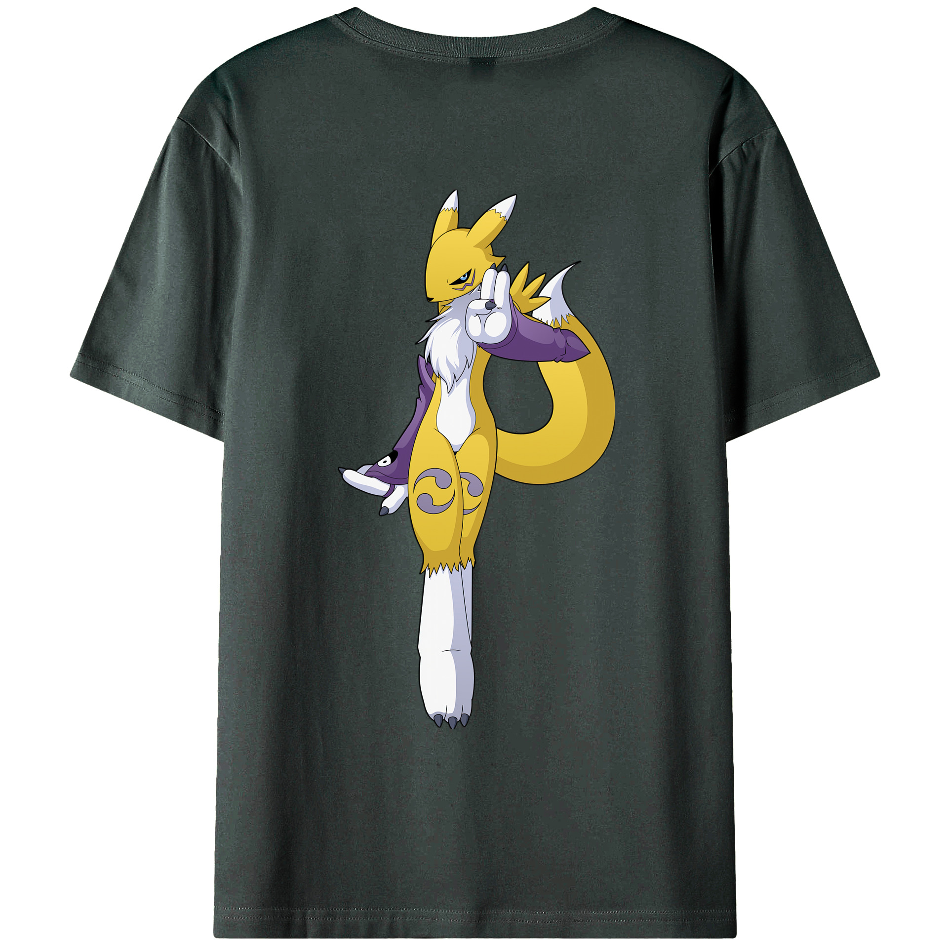 （画像用） Digimon デジタルモンスター/デジモン 綿100％ メンズ半袖Tシャツ（バックプリント） 通気性